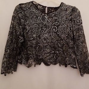 Nameless Black/Silver Shimmery Lace Top